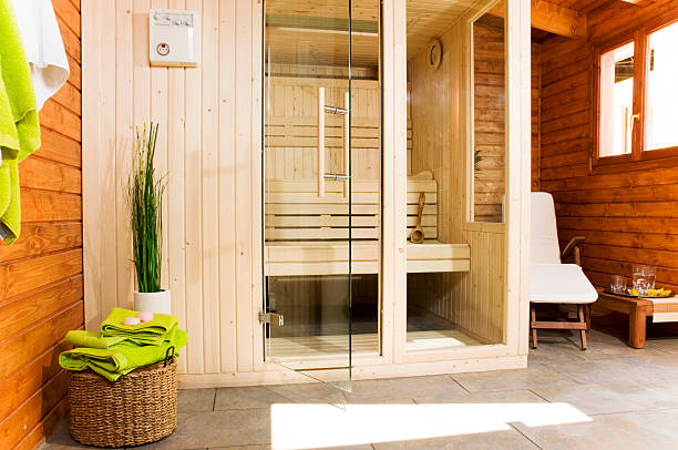 image of a sauna cabin with resting area